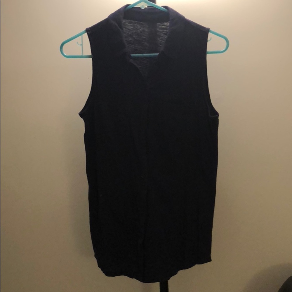 Navy Blue Sleeveless button down